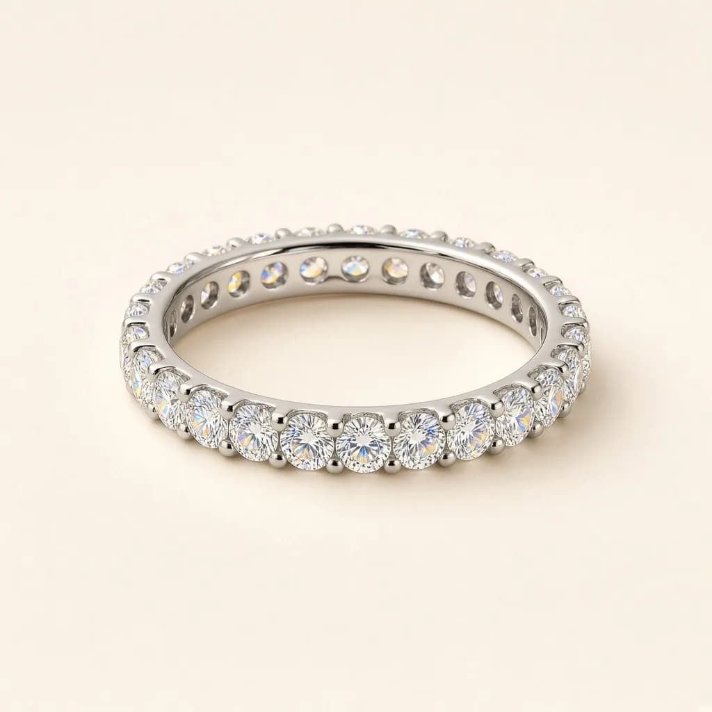 Moissanite eternity band