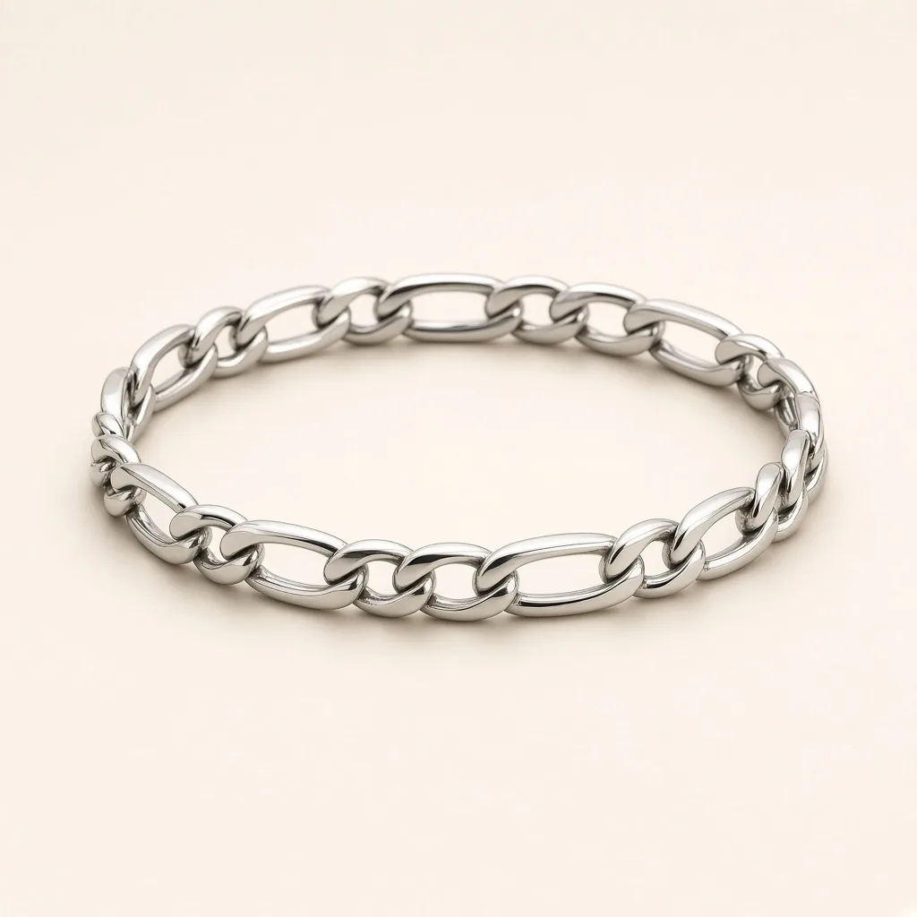 Polished stainless steel Figaro link bracelet